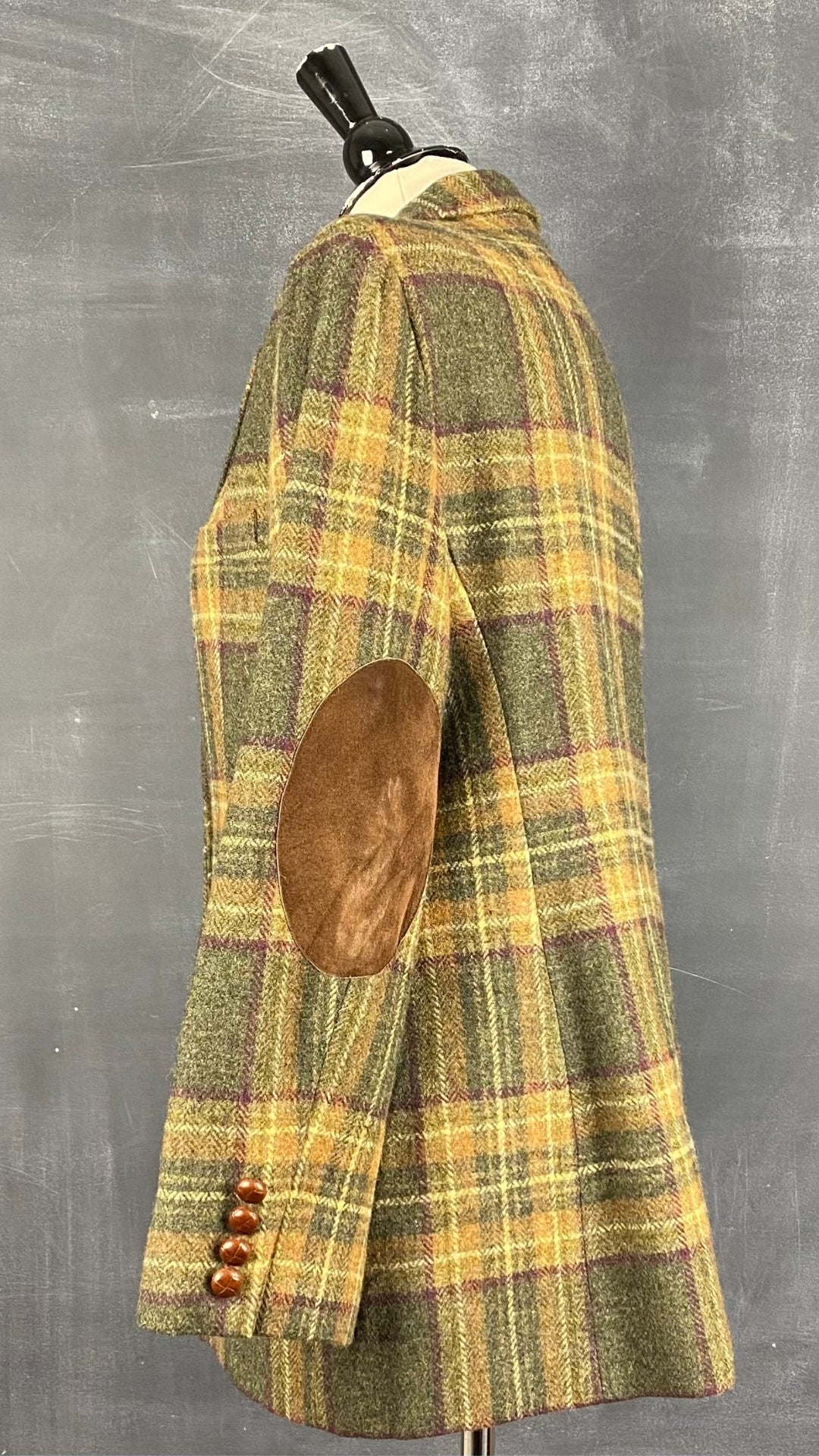 Blazer à carreaux en laine Lauren Ralph Lauren, taille 14 petite. Vue de côté.