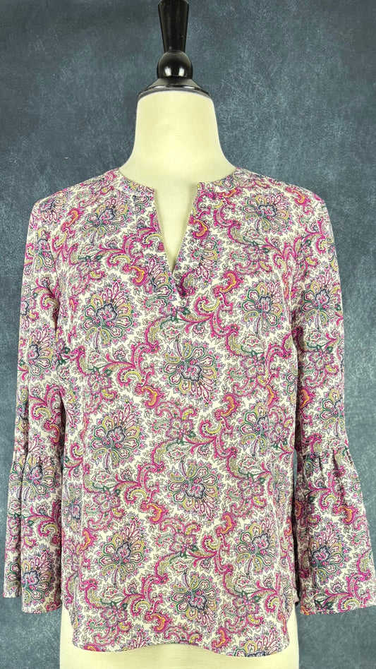 Blouse colorée à motifs paisley J.Crew, taille small. Vue de face.