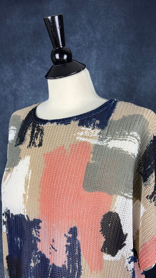 Chandail ajouré coloré Apricot, taille 4 (xs). Vue de l'encolure.