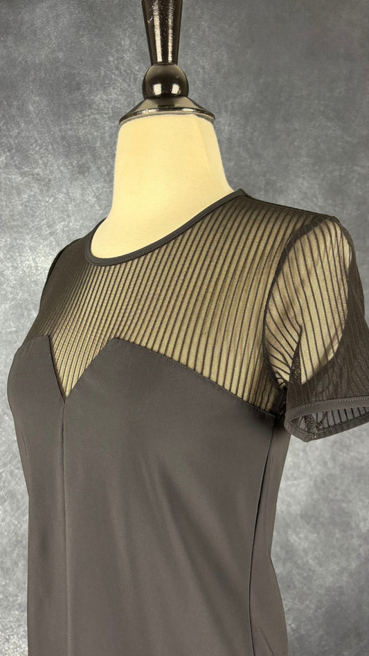 Chandail noir bi-matière Tristan, taille xs. Vue de l'encolure.