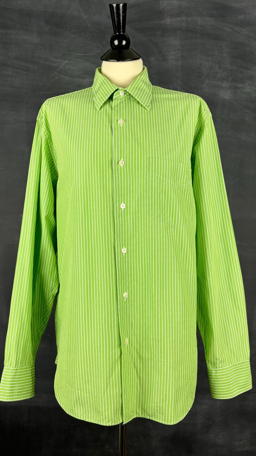 Chemise à rayures vertes J.Crew, taille medium. Vue de face.