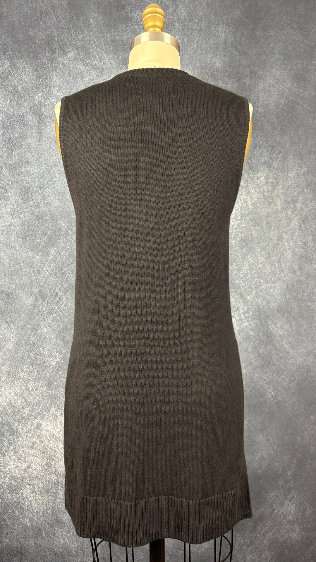Débardeur long en tricot de coton et soie noir Part Two, taille xs. Vue de dos.