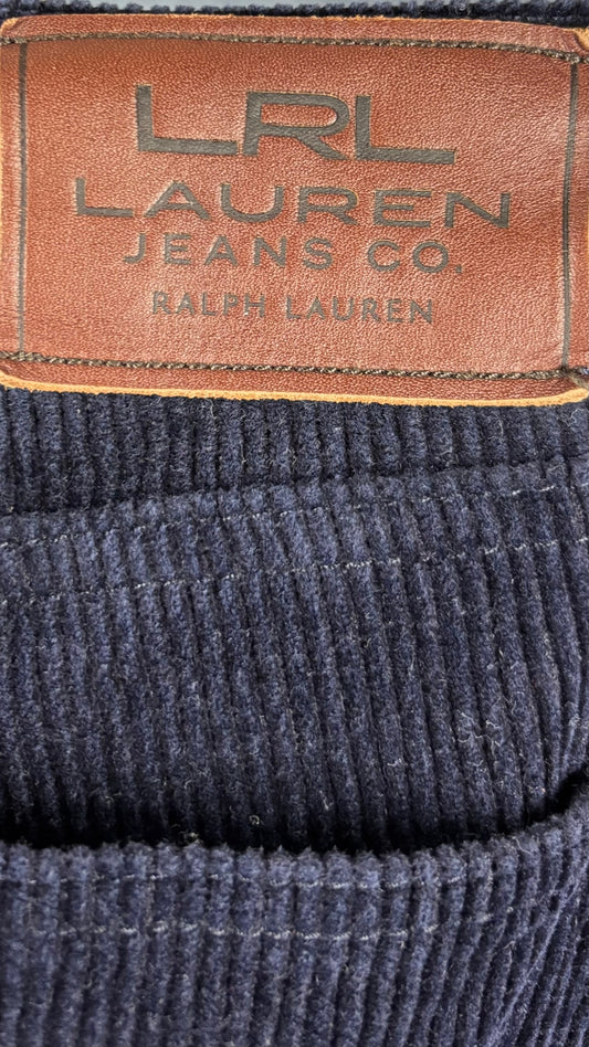 Pantalon velours côtelé marine profond Lauren Ralph Lauren, taille 6. Vue de près du détail au dos.