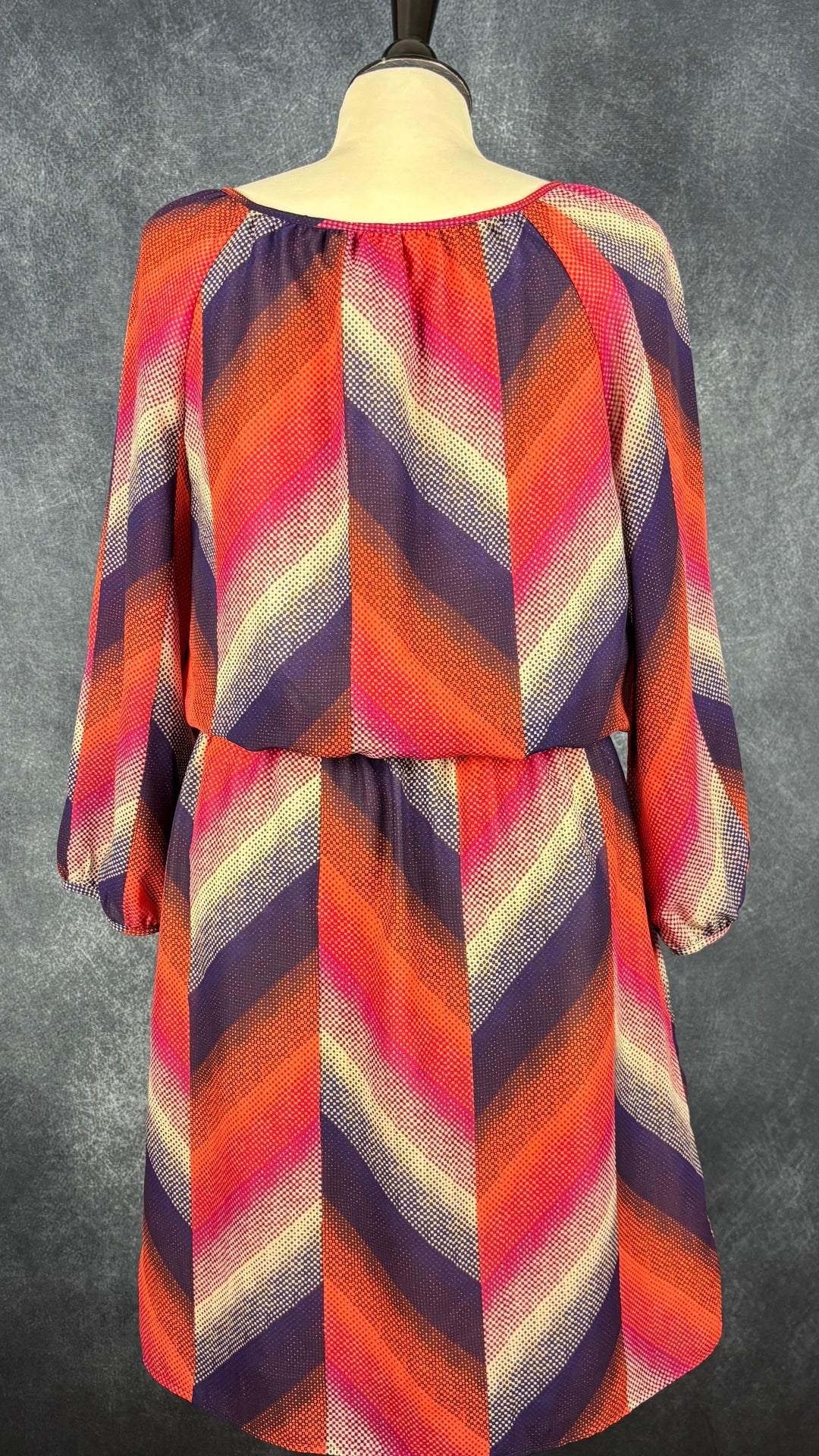 Robe colorée cintrée fluide Banana Republic, taille 12. Vue de dos.