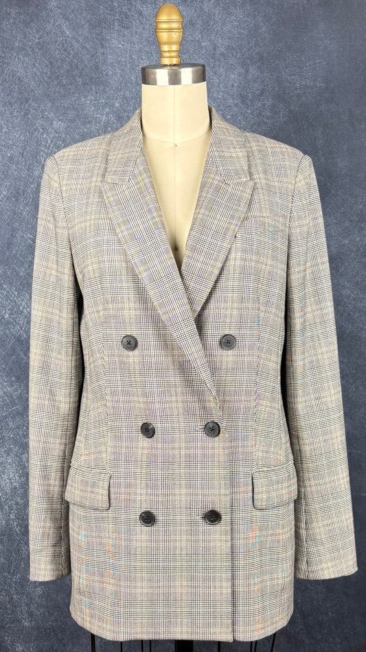 Blazer à carreaux prince de Galles ample à double boutonnage Babaton, taille 6. Vue de face.