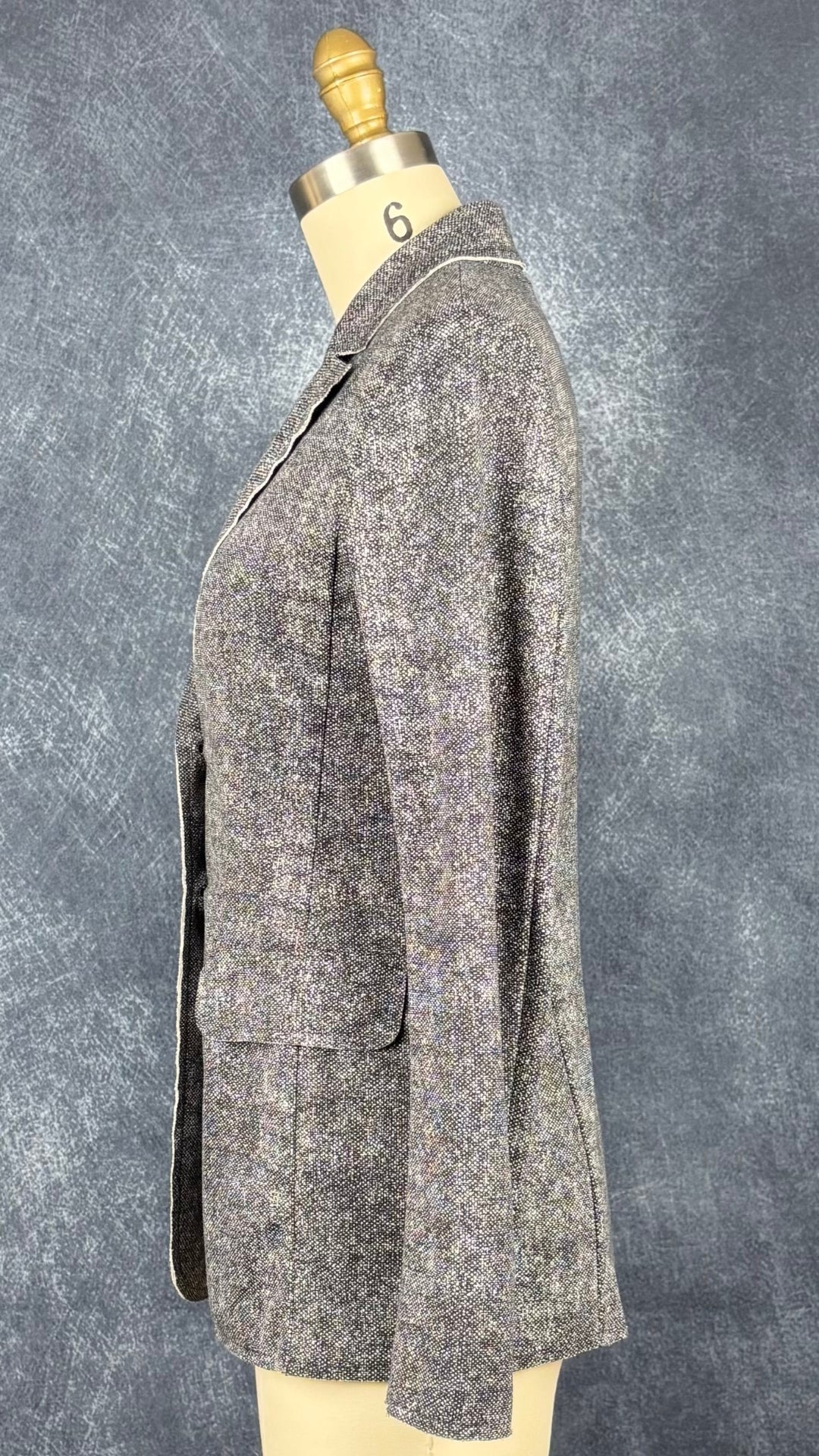 Blazer décontracté lavable noir et blanc Imperial, taille m (mais fait plus xs/s). Vue de côté.