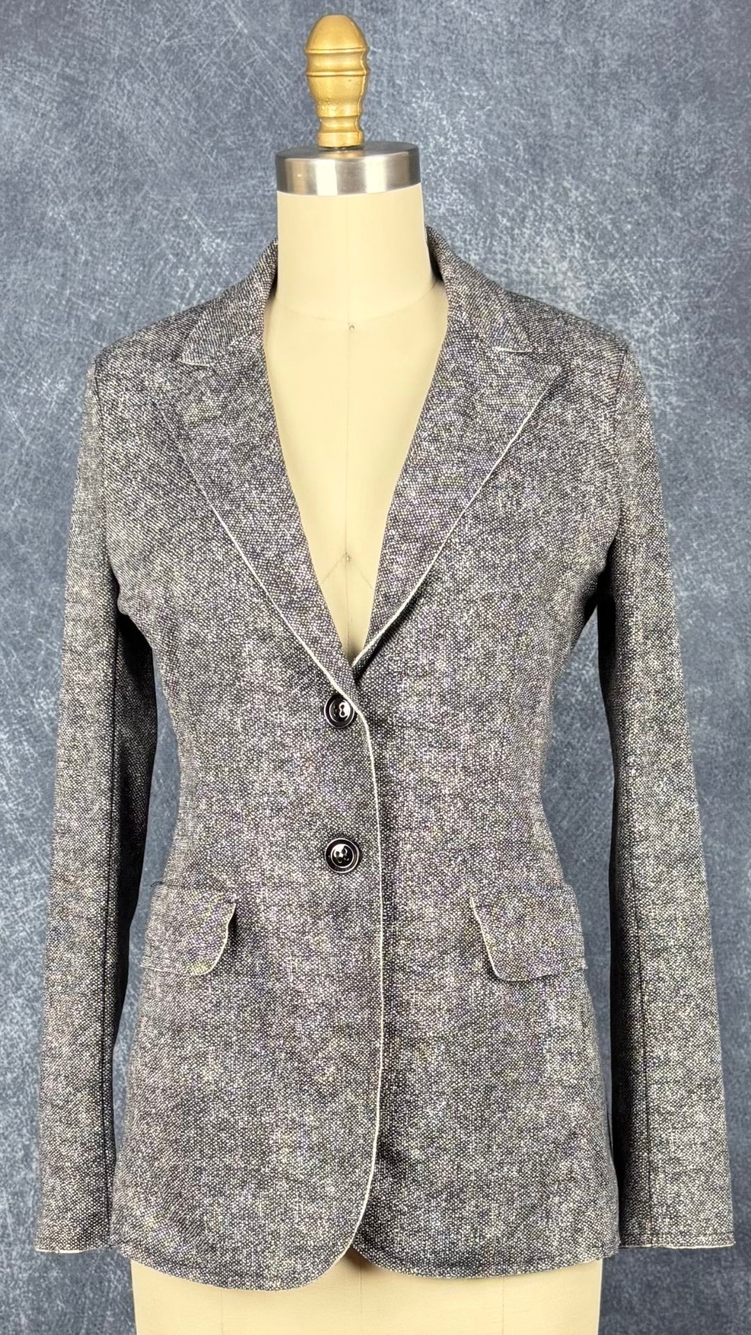 Blazer décontracté lavable noir et blanc Imperial, taille m (mais fait plus xs/s). Vue de face.