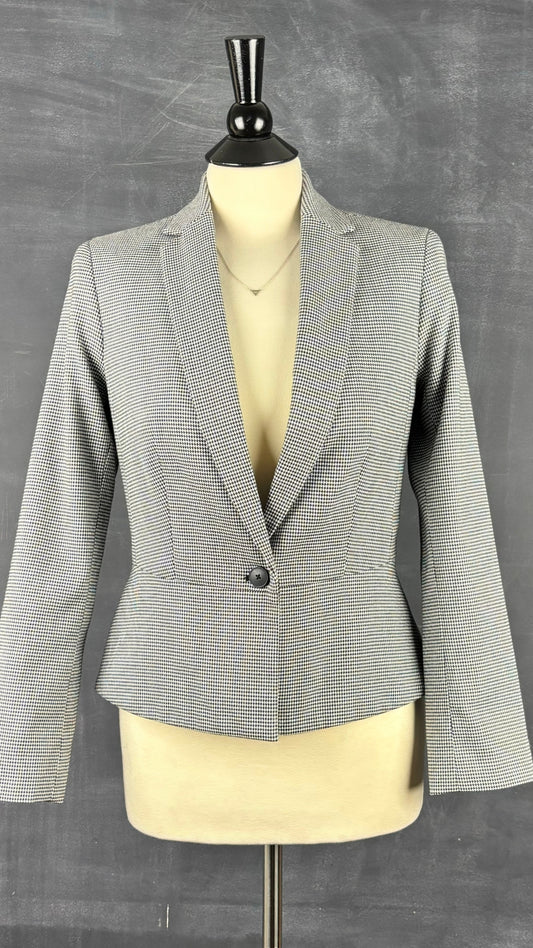 Blazer pied de poule Banana Republic, taille 4 petite. Vue de face.