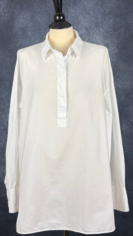 Blouse blanche en fin coton coupe ample Cos, taille 12. Vue de face.