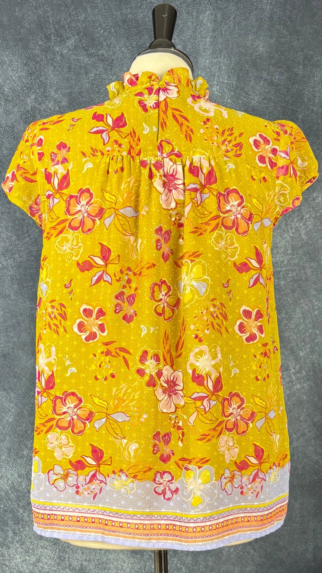 Blouse florale colorée Joie, taille medium. Vue de dos.