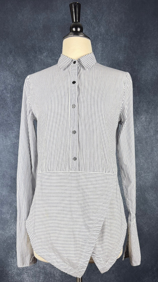 Blouse à rayures et ourlet asymétrique Scotch & Soda, taille xs. Vue de face.