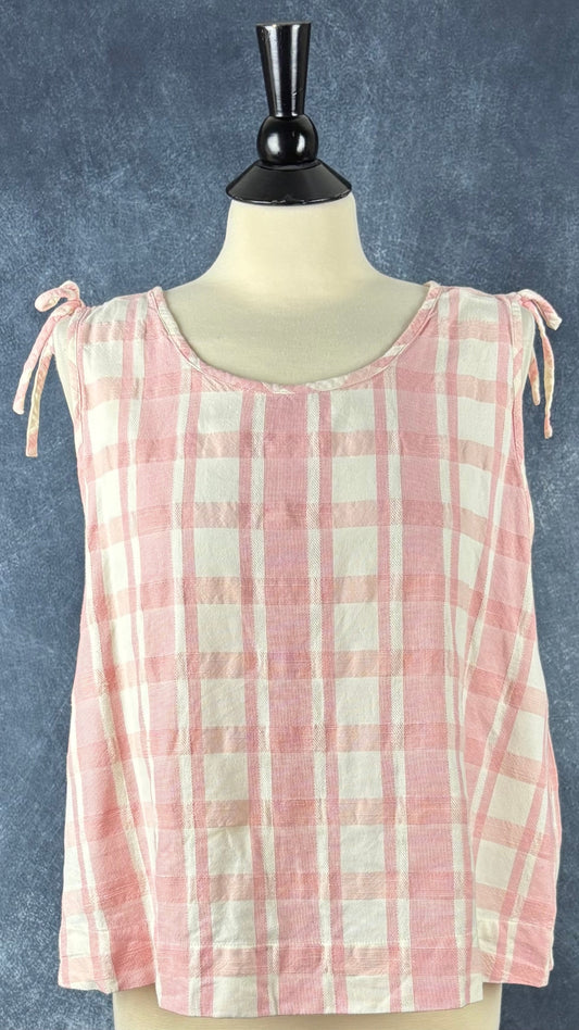 Camisole à carreaux crème et rose Madewell, taille xl. Vue de face.