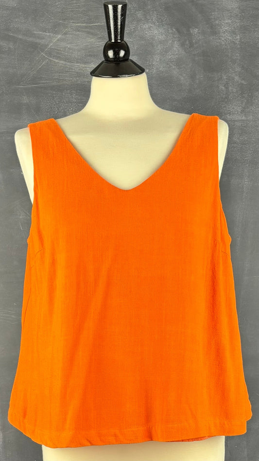 Camisole en mélange de lin orange Melanie Lyne, taille 10. Vue de face.