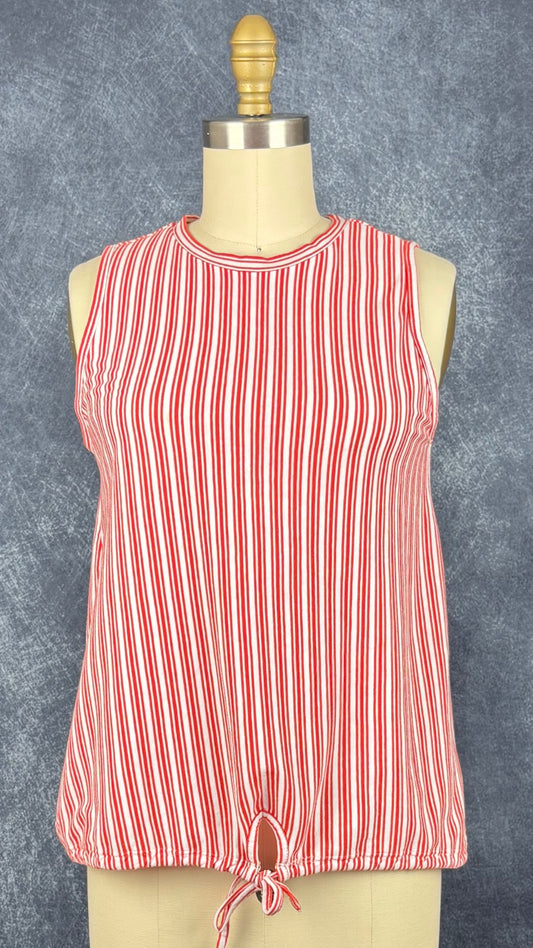 Camisole à rayures en jersey de coton avec ourlet ajustable, Tristan, taille small. Vue de face.