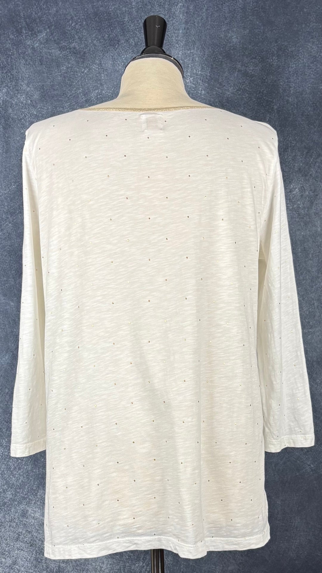 Chandail crème à pois dorés Des Petits Hauts, taille m/l. Vue de dos.