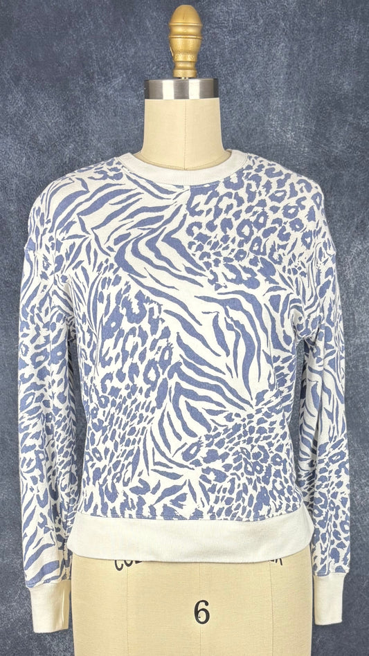Chandail en french terry à motifs animaliers Rails, taille xs. Vue de face.