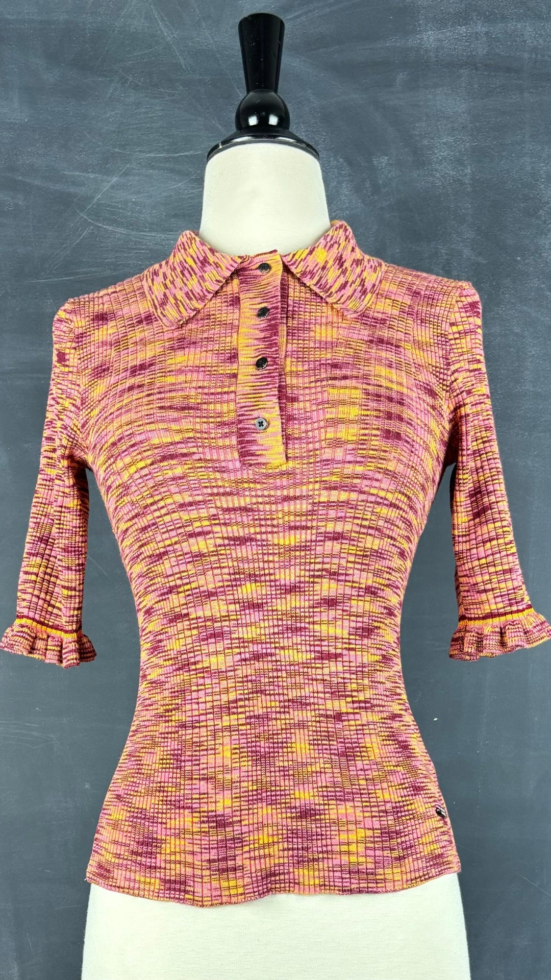 Chandail polo en tricot Scotch & Soda, taille xs. Vue de face.