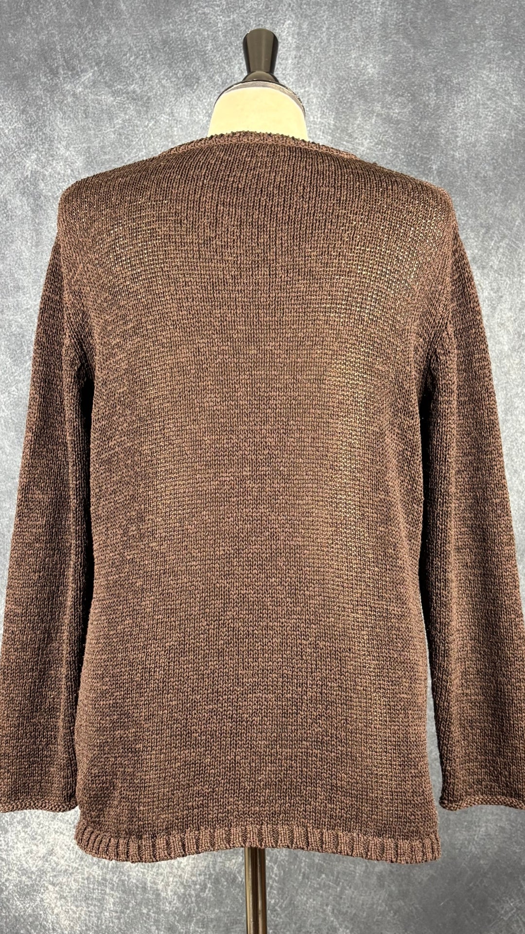 Chandail en tricot chocolat Gerry Weber Edition, taille 14 (large). Vue de dos.