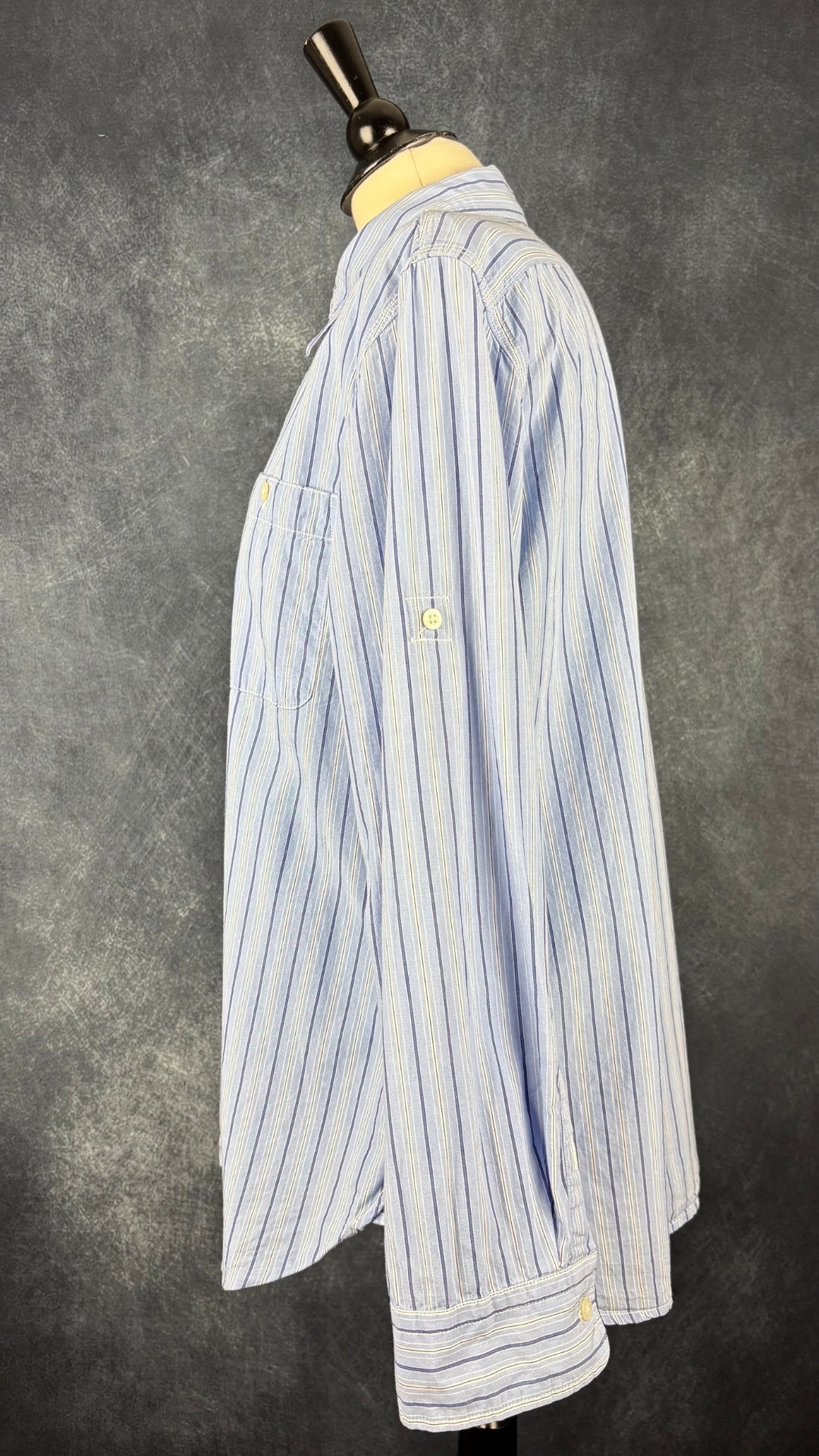 Chemisier doux coton à rayures bleues Lauren Jeans Co., taille xl. Vue de côté.