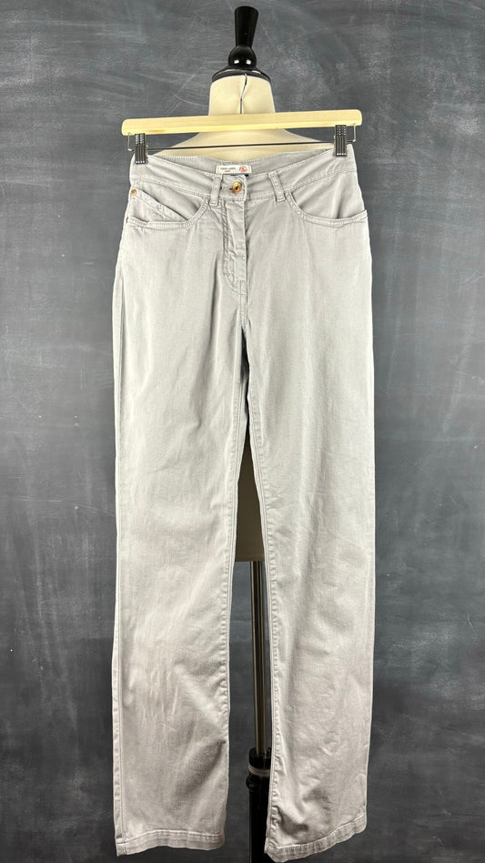 Pantalon style jeans gris coupe droite taille moyenne Saint James, taille 4 (xs). Vue de face.