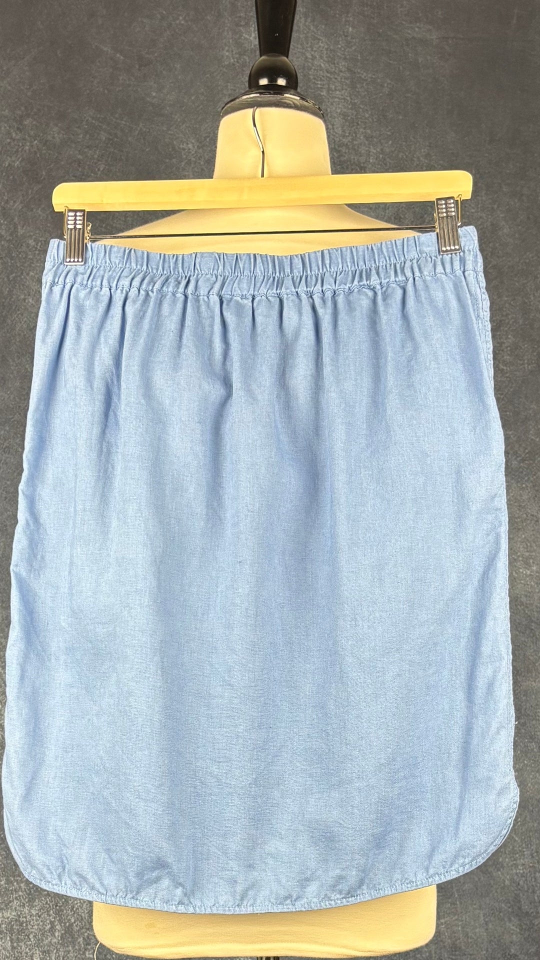 Jupe confortable style lin bleu Part Two, taille 34 (small). Vue de dos, sur cintre.