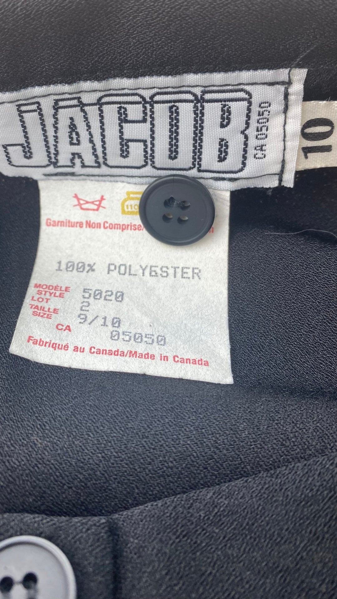 Jupe midi boutonnée vintage Jacob taille xs-s. Vue des étiquettes.