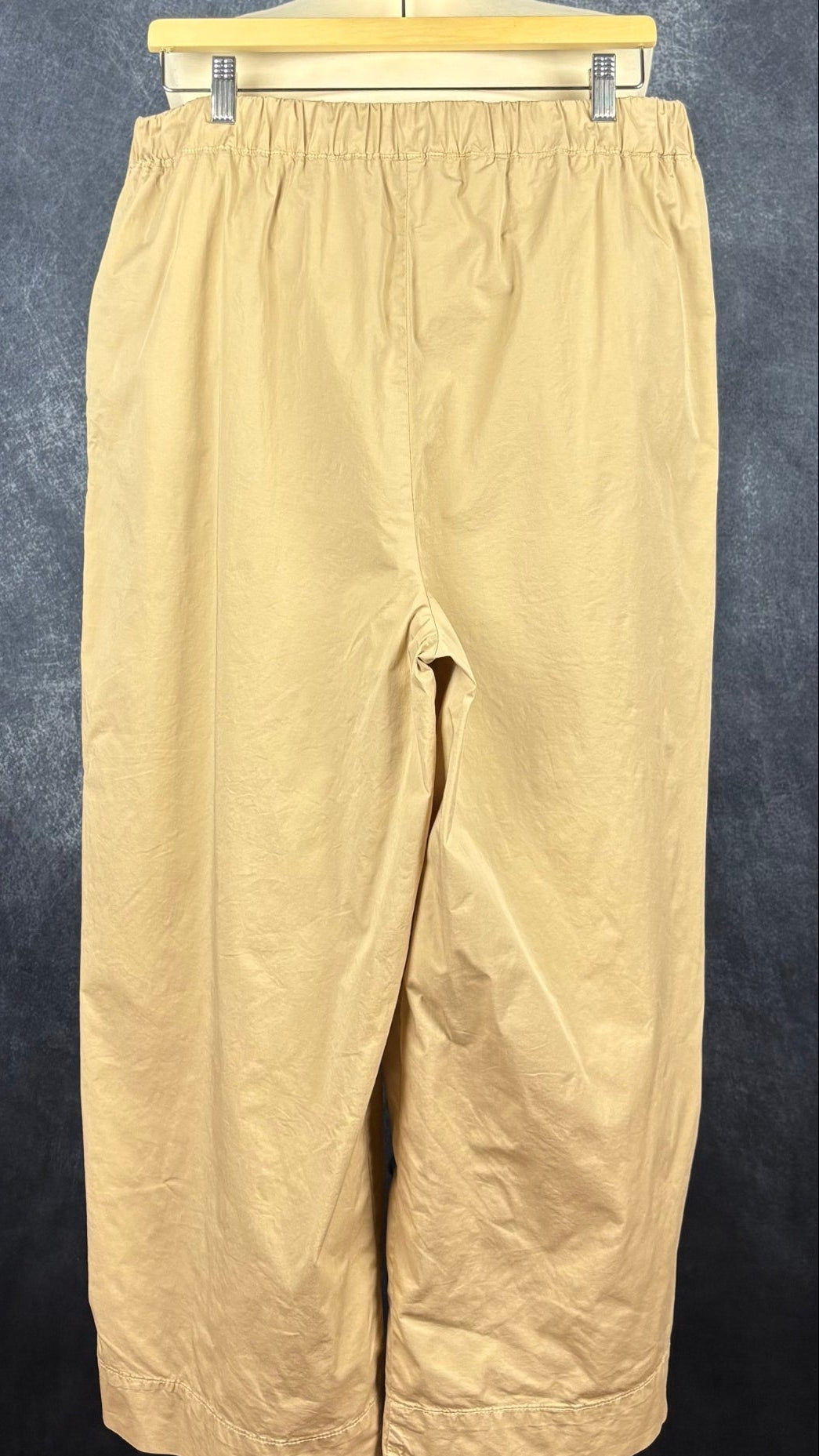 Pantalon confortable beige en coton extensible à taille élastique Oui, taille 16. Vue de dos.