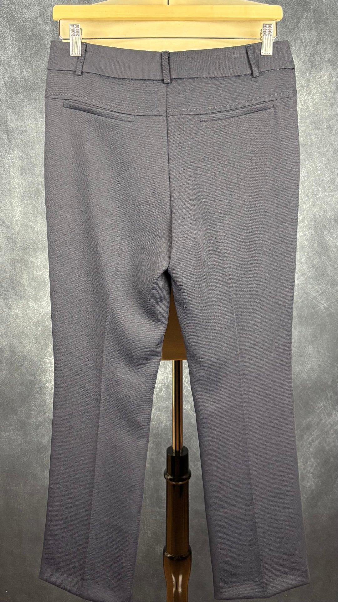 Pantalon classique marine foncé à jambe droite Iris Setlakwe, taille 2. Vue de dos.