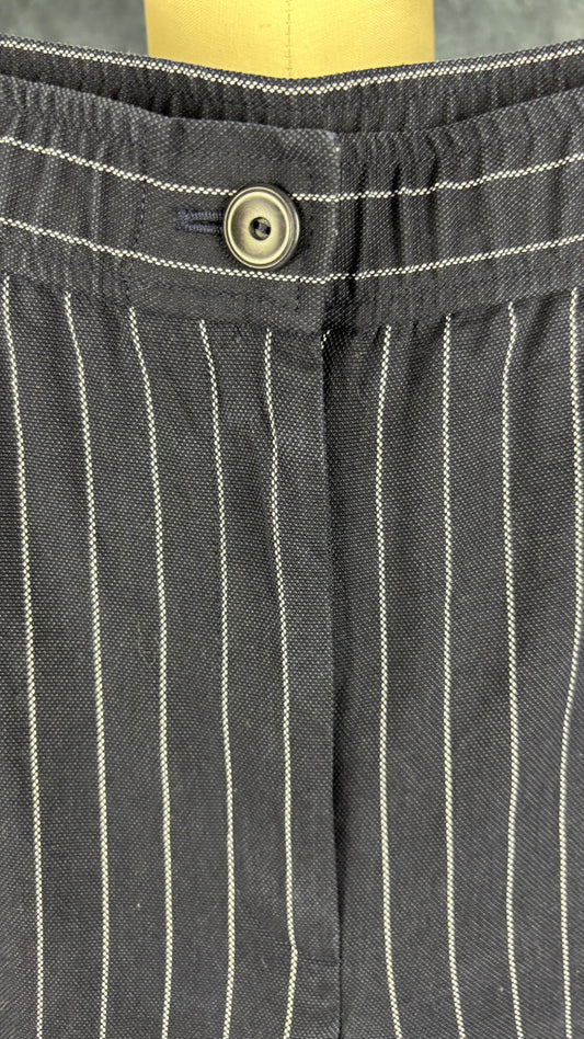 Pantalon marine à rayures Eileen Fisher, taille xl. Vue de la bande de taille.