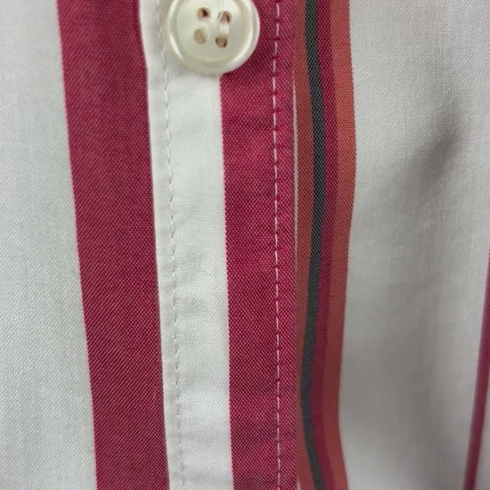 Pantalon rouge orangé à carreaux coupe droite Tristan, taille 6. Vue de la vidéo qui présente tous les détails du pantalon.