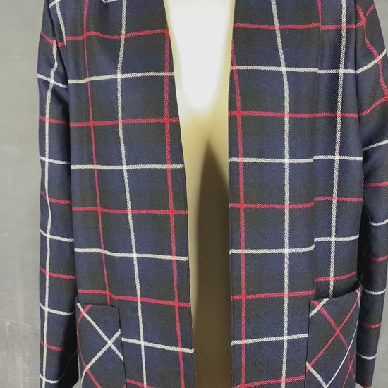 Veste blazer à carreaux en laine vintage, medium. Vue de la vidéo qui présente la veste.