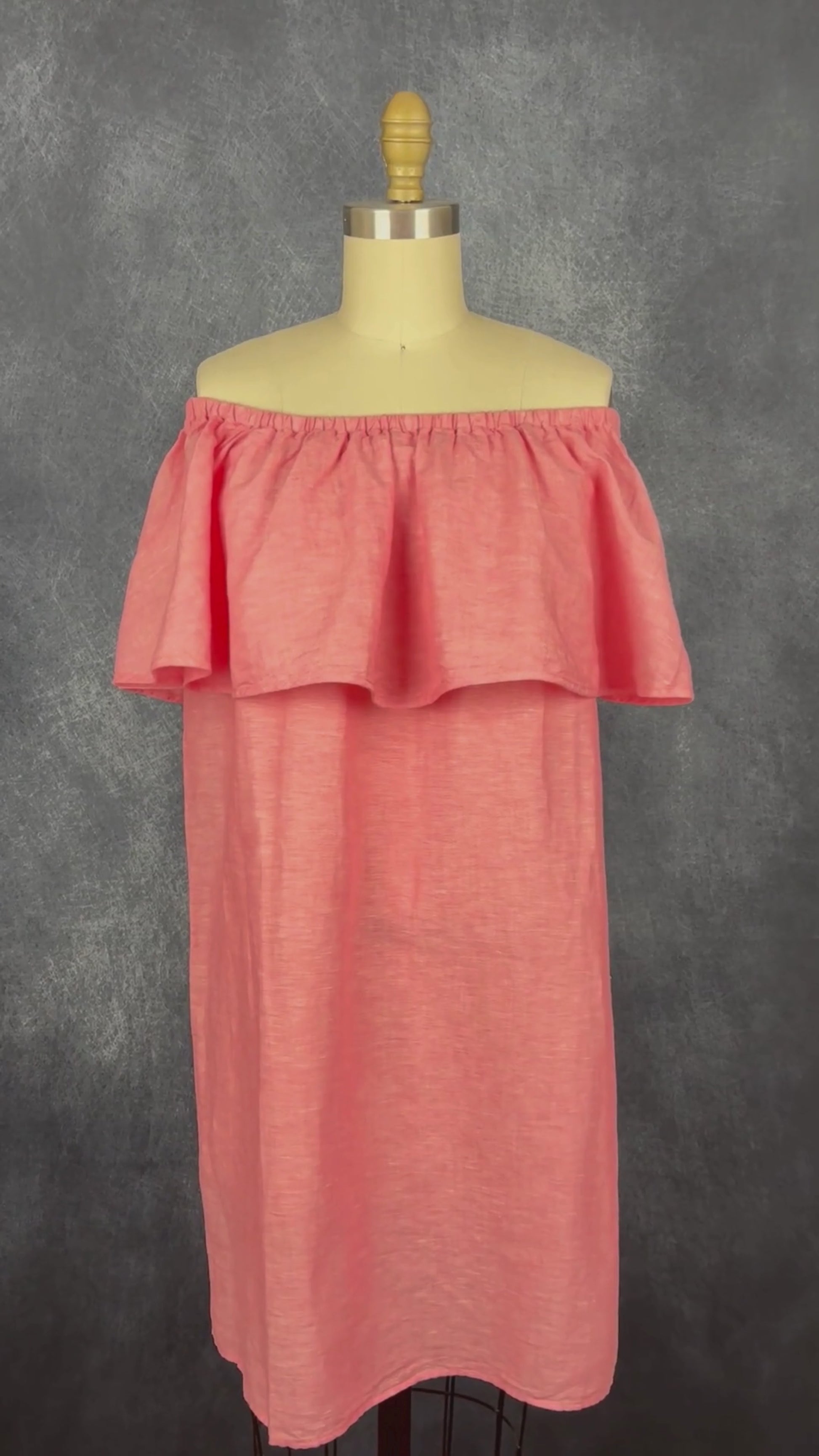 Robe rose à encolure dégagée neuve en lin et coton J.Crew, taille xs. Vue de la vidéo qui présente tous les détails de la robe.