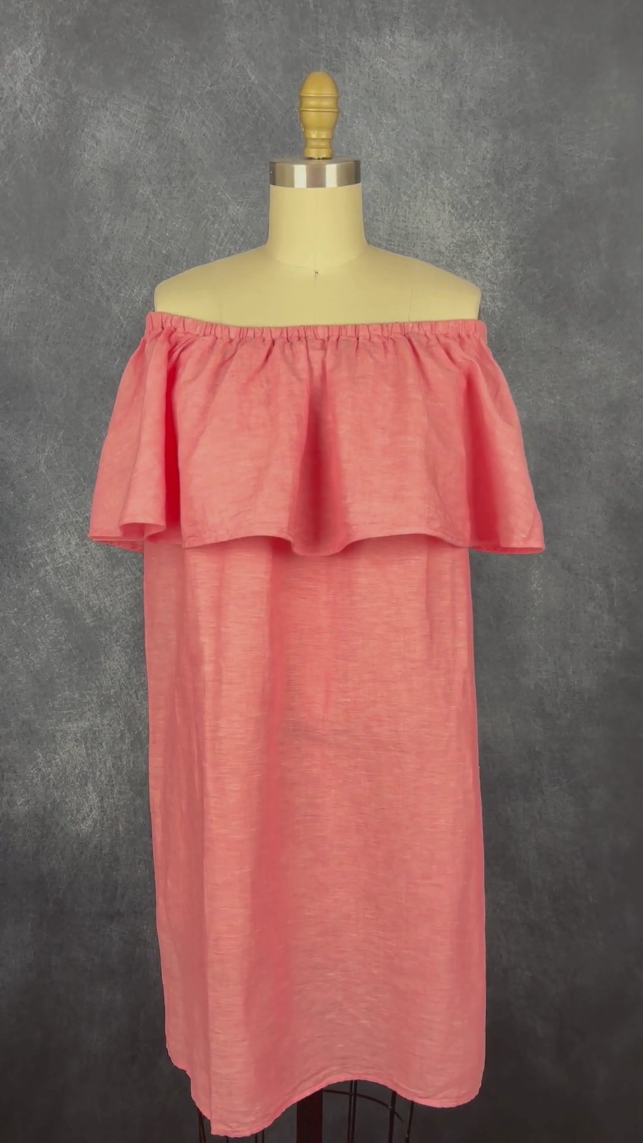 Robe rose à encolure dégagée neuve en lin et coton J.Crew, taille xs. Vue de la vidéo qui présente tous les détails de la robe.
