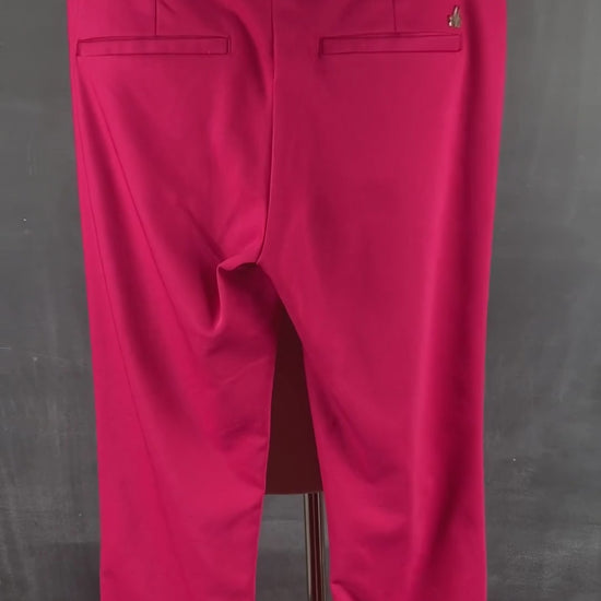 Pantalon écourté rose cerise Mos Mosh, taille 34 (européen - 25-xs). Vue de la vidéo qui présente tous les détails du pantalon.