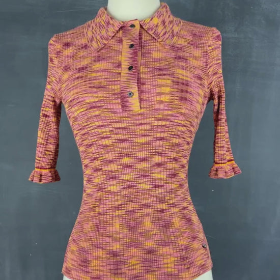 Chandail polo en tricot Scotch & Soda, taille xs. Vue de la vidéo qui présente tous les détails du chandail.