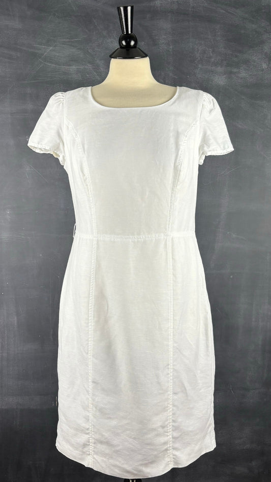 Robe blanche en Lyocell et lin, 123 Paris, taille s/m. Vue de face.