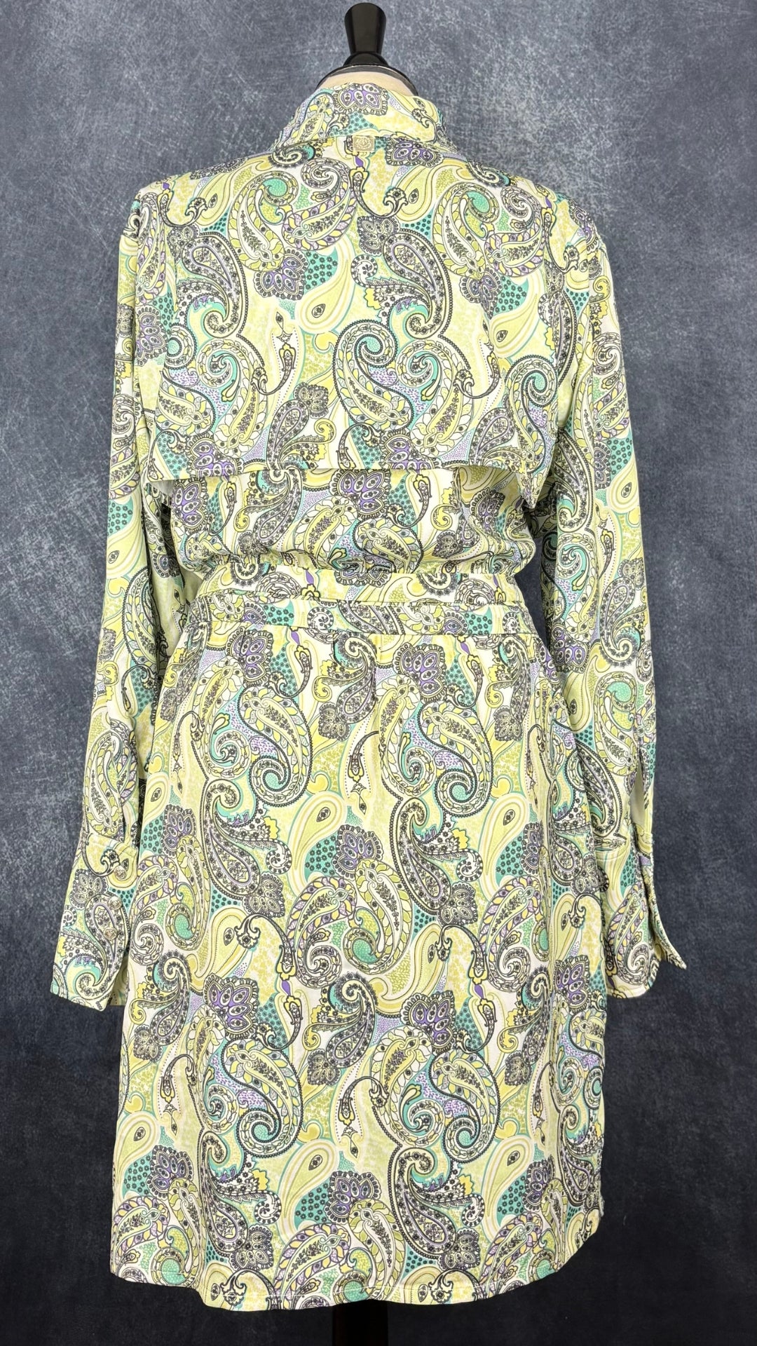 Robe colorée à motifs paisley et col chemisier Joelle, taille xl. Vue de dos.