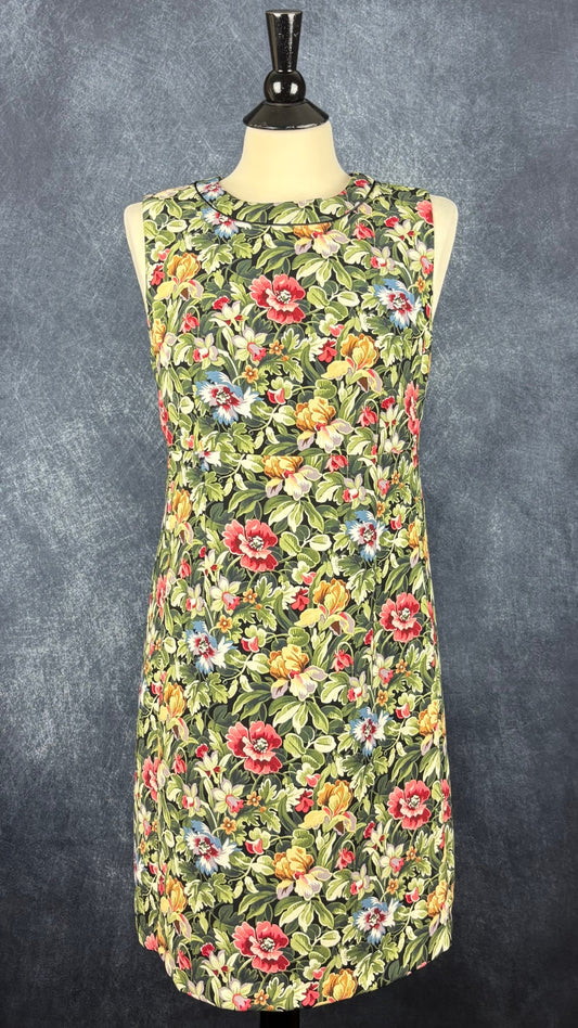 Robe droite florale Tristan, taille 8. Vue de face.