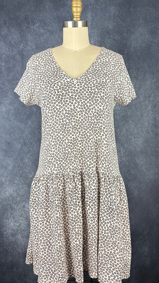 Robe paysanne en jersey de coton à petits motifs de fleurs Part Two, taille xs. Vue de face.
