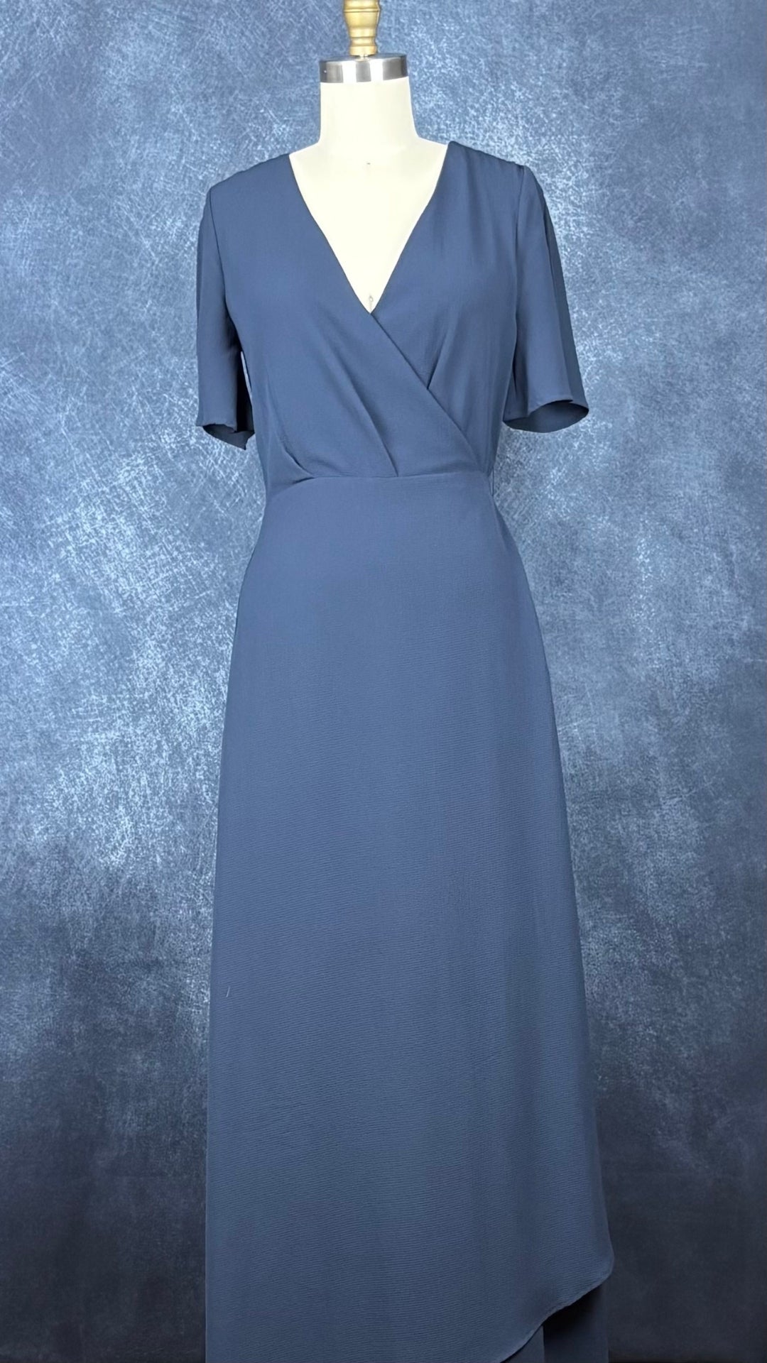 Robe longue portefeuille bleu pétrole Ichi, taille xs. Vue de face.