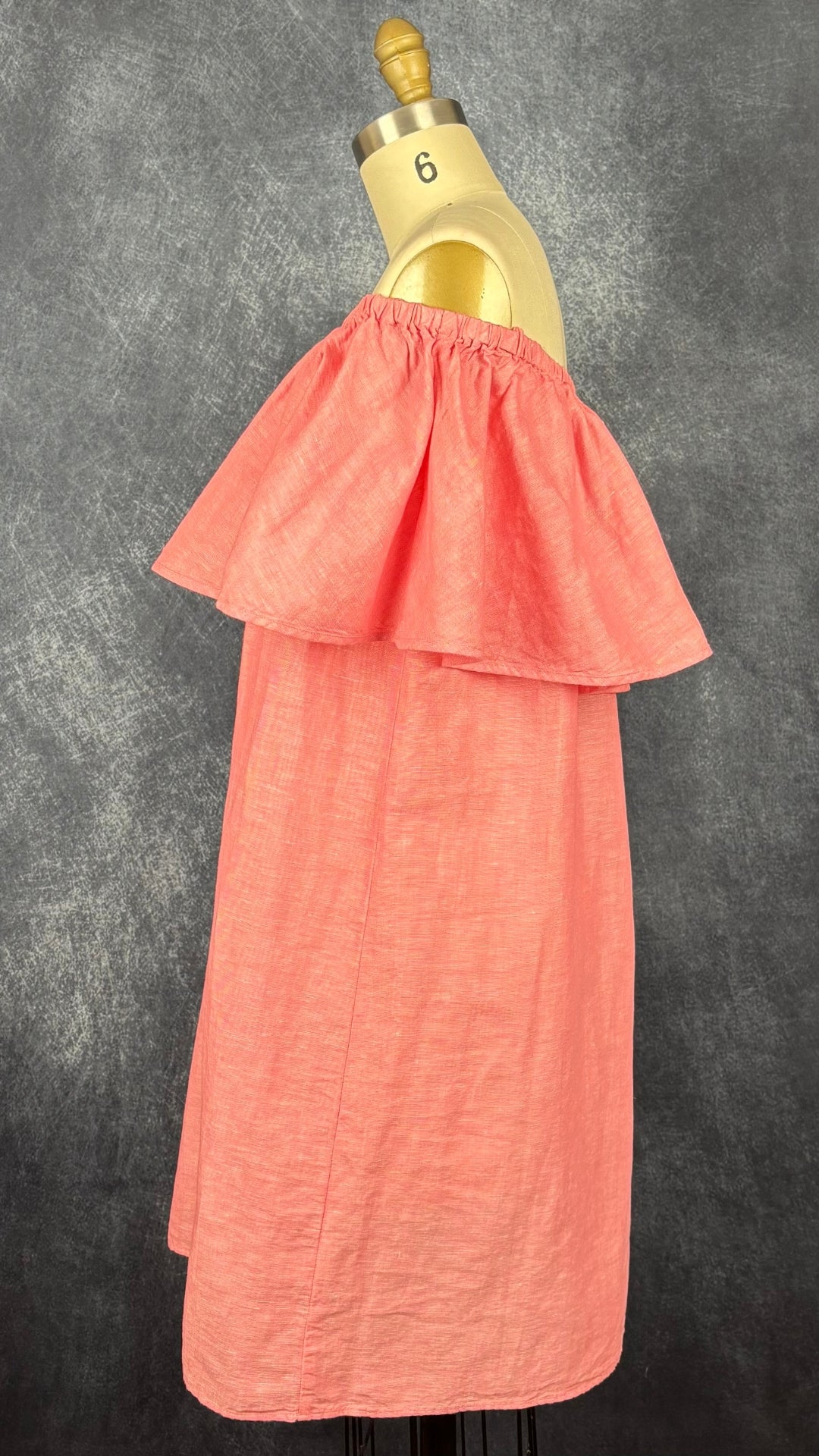 Robe rose à encolure dégagée neuve en lin et coton J.Crew, taille xs. Vue de côté.