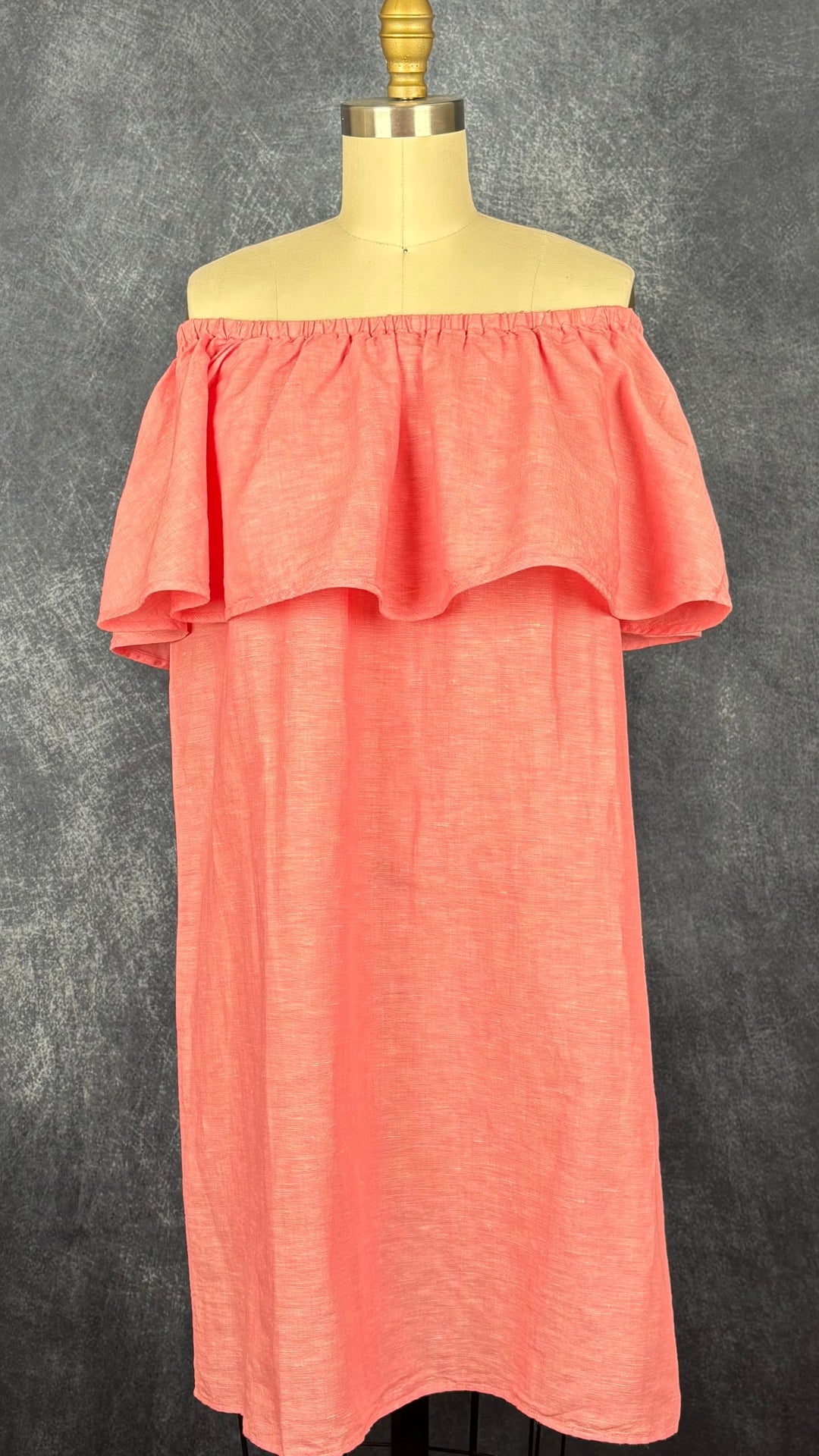 Robe rose à encolure dégagée neuve en lin et coton J.Crew, taille xs. Vue de face.