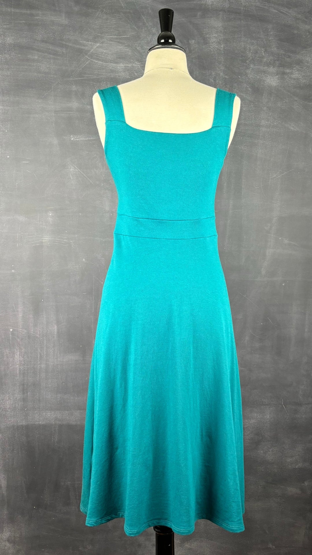 Robe turquoise foncé Cherry Bobin, taille xs. Vue de dos.