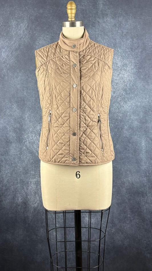 Veste matelassée sans manches beige foncé Olsen, taille 2 (xs/s). Vue de face.