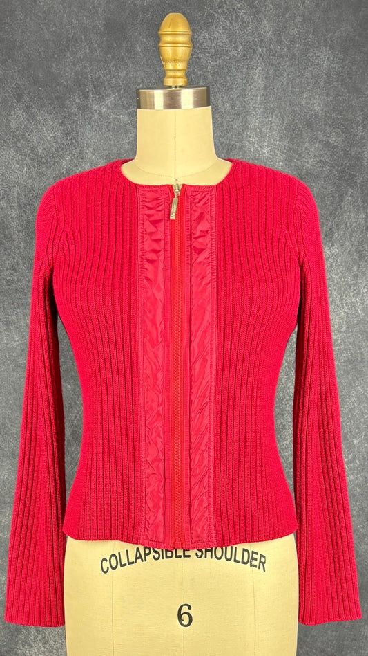 Veste en tricot rouge vintage InWear Jeans, taille small. Vue de face.